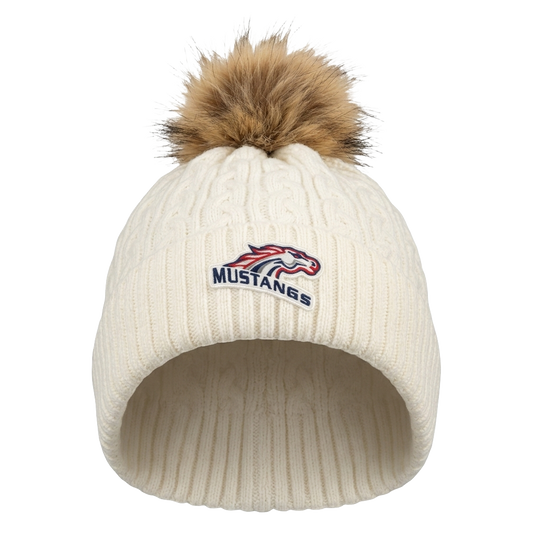 AJM 9L594L White/Beige Faux Fur Pom Toque